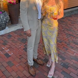 JLUXLABEL Yellow Floral Midi Dress